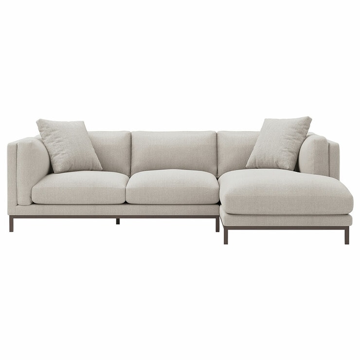 Valencia Bergen Fabric Sectional Lounge Right Chaise Beige