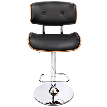 Artiss Black Gaslift Swivel Barstool With Wooden Seat