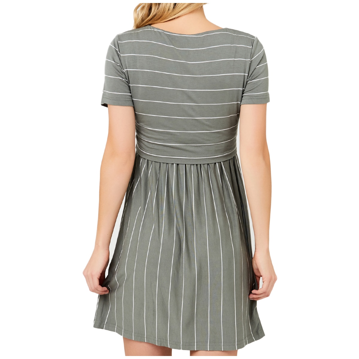 Ripe Maternity - Women's Nursing Dress - Olive/White