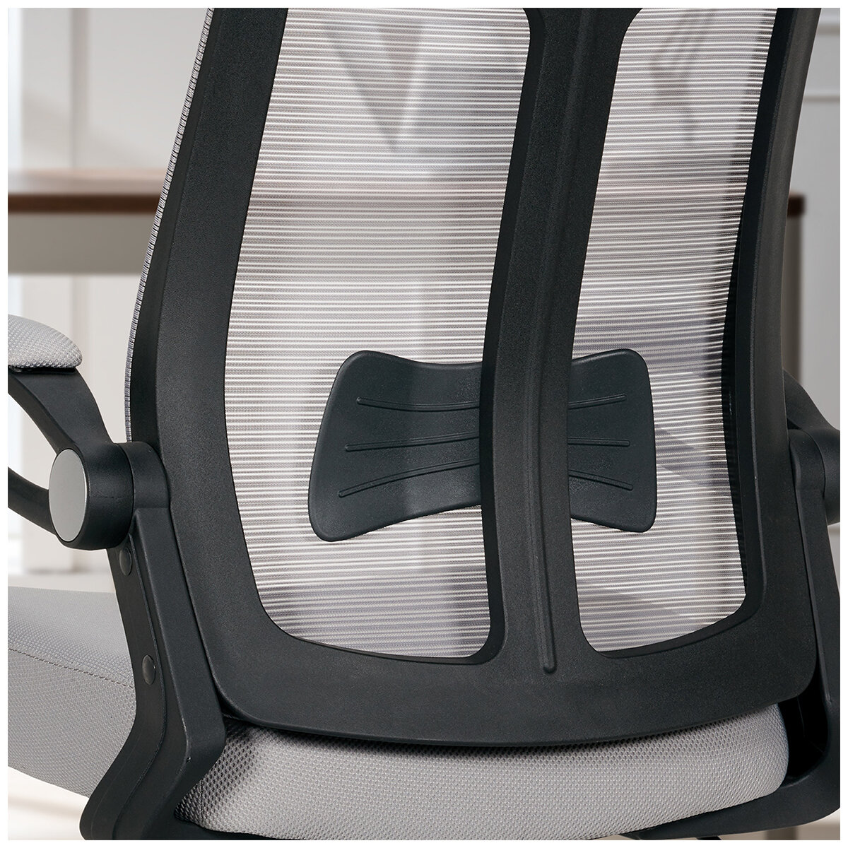 True Innovations Mesh Chair With Flip Up Arms Grey