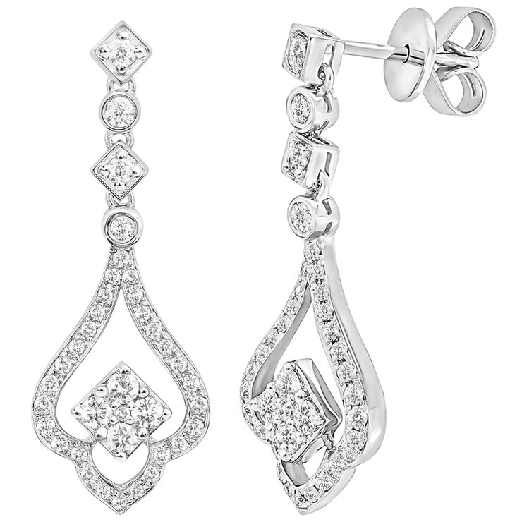 18KT White Gold 0.70ctw Diamond Earrings 18KT White Gold 0.70ctw Diamond Earrings