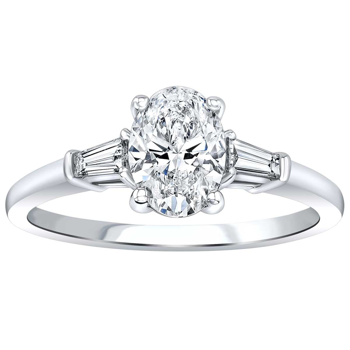 18KT White Gold 1.32ctw Diamond Oval Shaped Bridal Ring