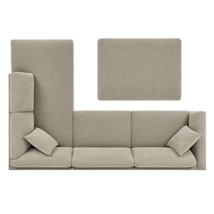 Thomasville 3 Piece Fabric Sectional with Storage Ottoman