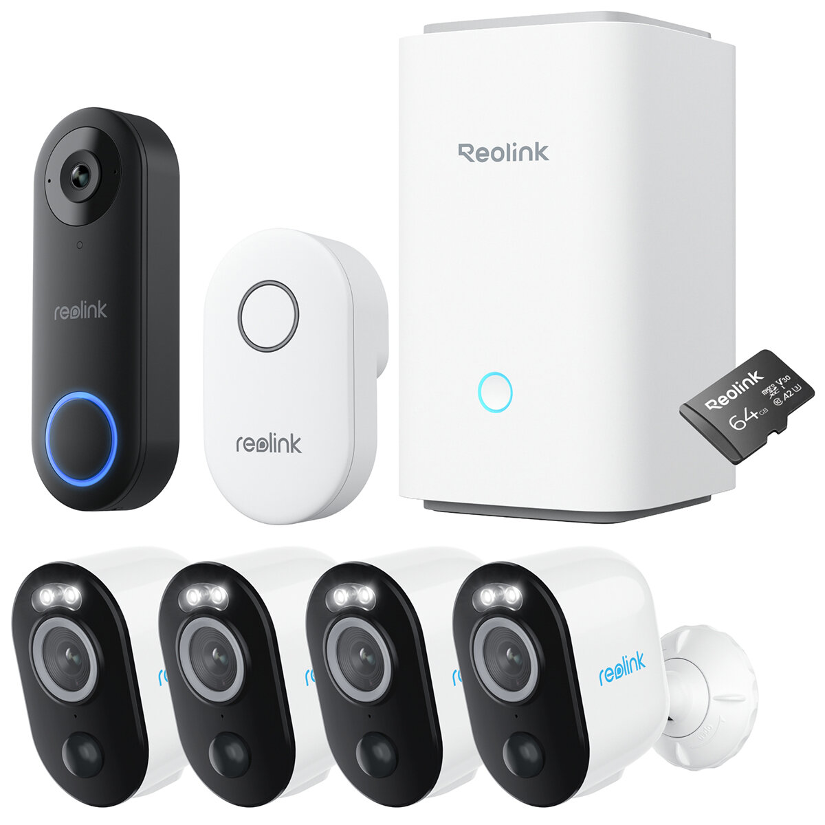 Reolink 4x Argus 3 Pro Camera + Doorbell And Chime With HoBase BWS-5MC41DBB