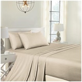 Bdirect Royal Comfort Blended Bamboo Sheet Set with stripes Queen - Sand