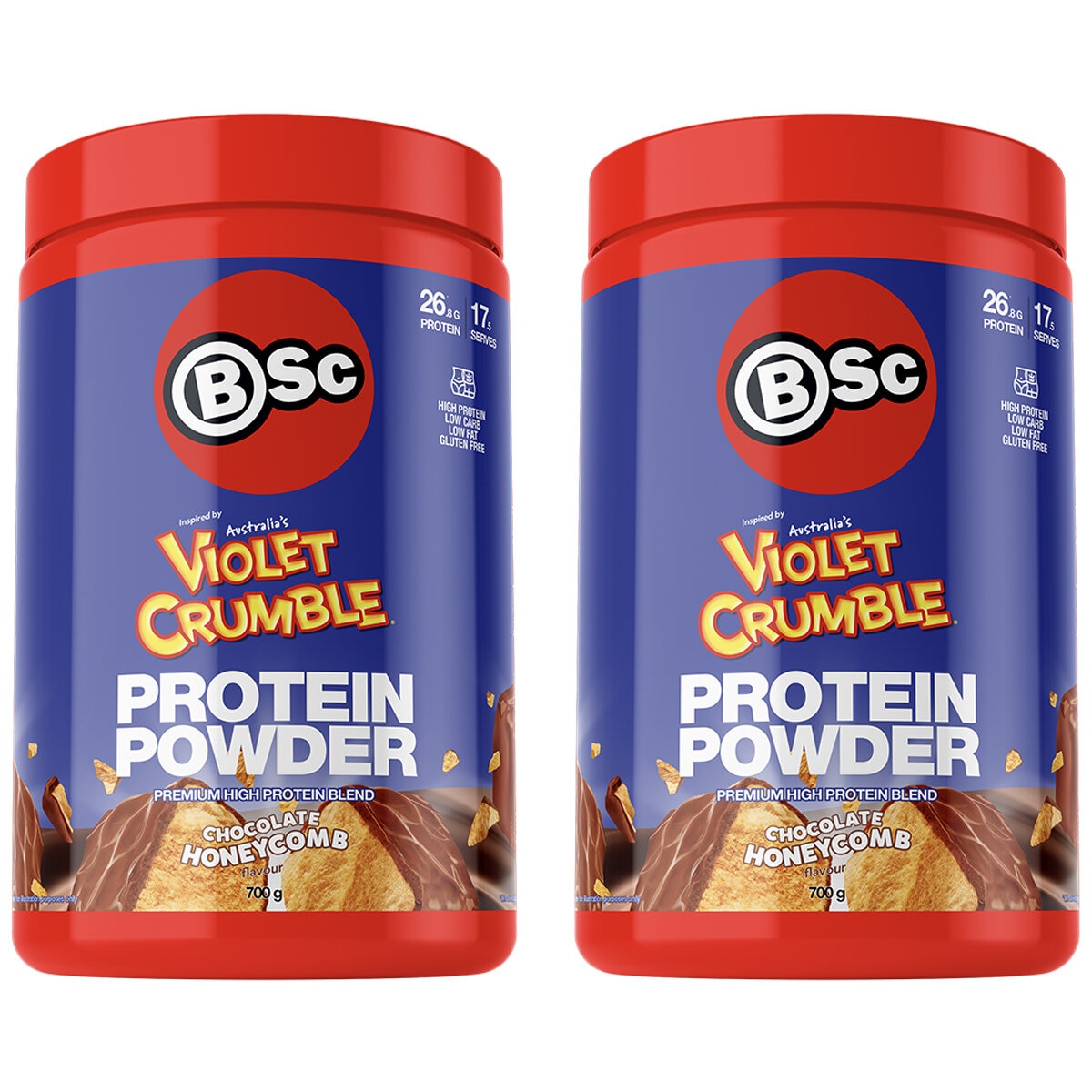 BSc x Violet Crumble Protein Powder Chocolate Honeycomb 2 x 700g