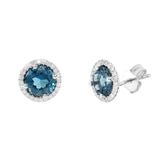 0.17ctw Diamond with Round London Blue Topaz Earrings