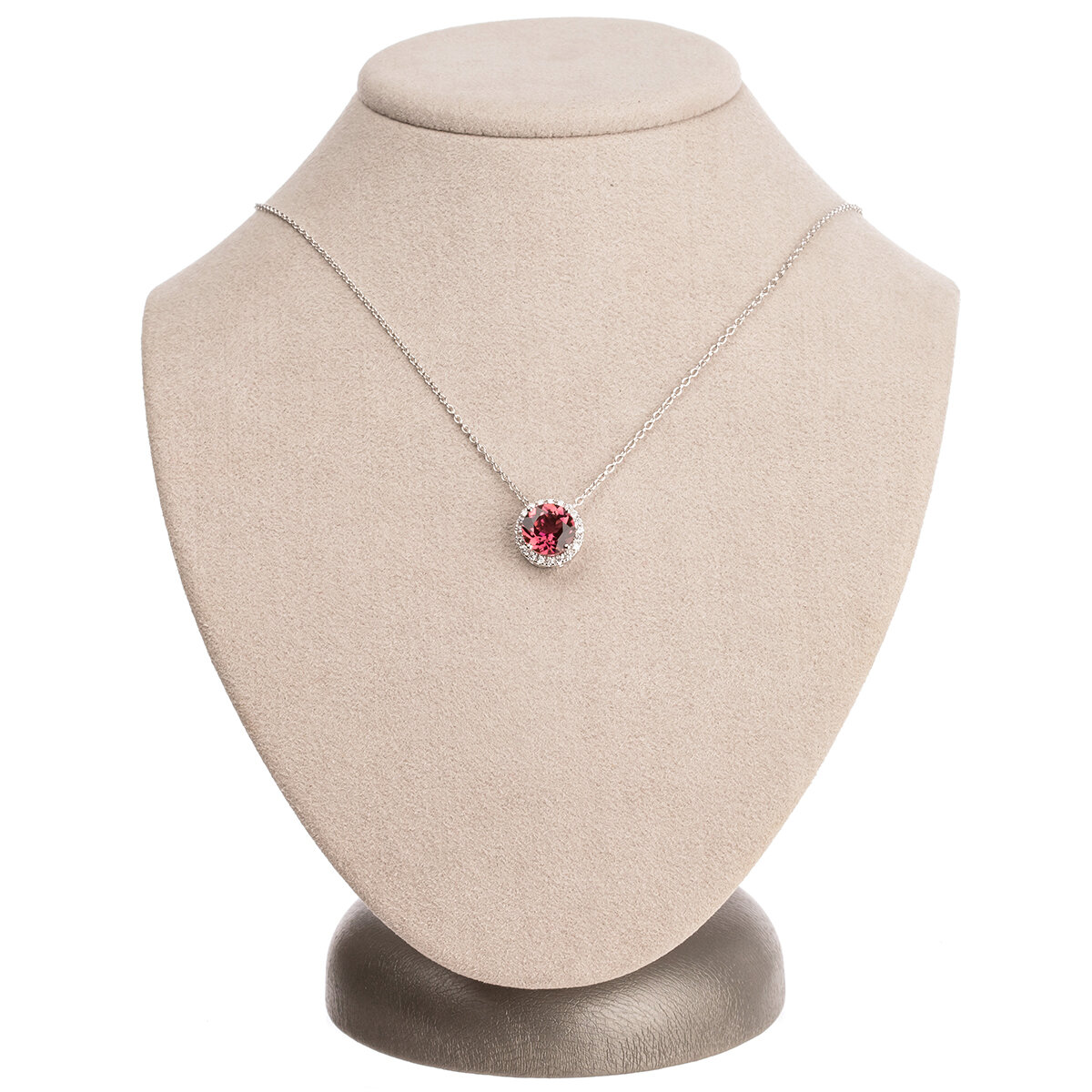 18KT White Gold 0.25ctw Diamond And Pink Tourmaline Pendant