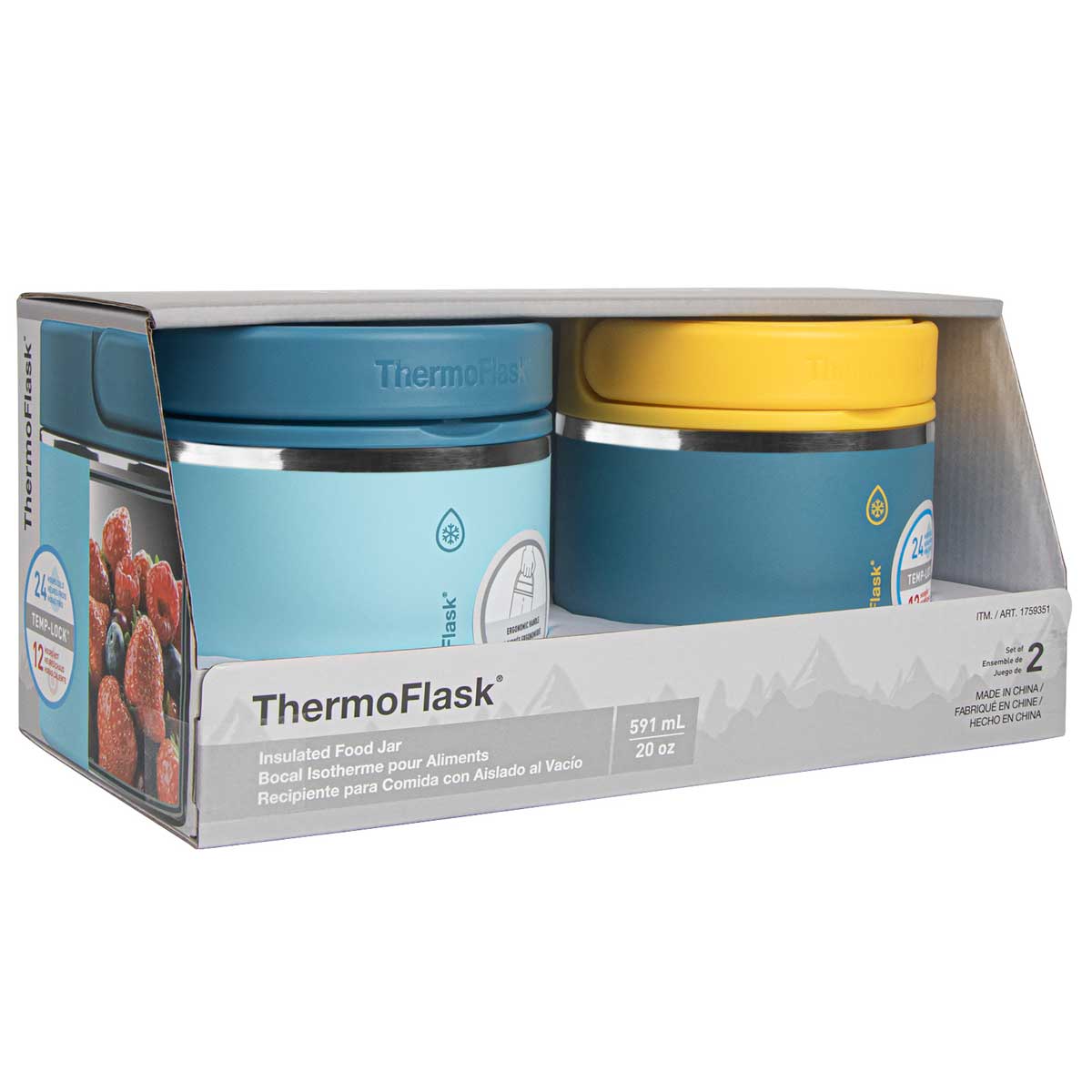 ThermoFlask 590ml Insulated Food Jar 2 Pack Blue