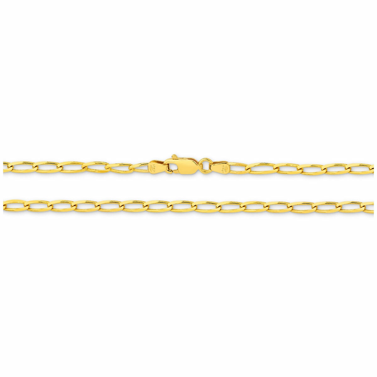 18KT Yellow Gold Flat Curb Long Bracelet 3.3g