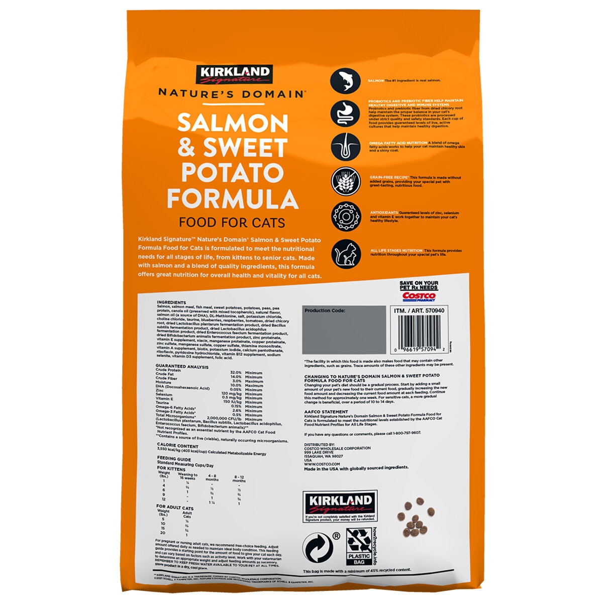 Kirkland Signature Nature's Domain Salmon And Sweet Potato Formula Cat Food 2 x 8.16kg