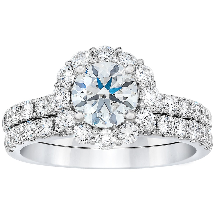 Platinum 2.10ctw Round Brilliant Diamond Bridal Ring Set Costco Australia