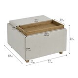 Henredon Sona Fabric Storage Ottoman with Reversible Wood Tray Tops