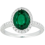 0.34ctw Diamond with Oval Lab Emerald Ring