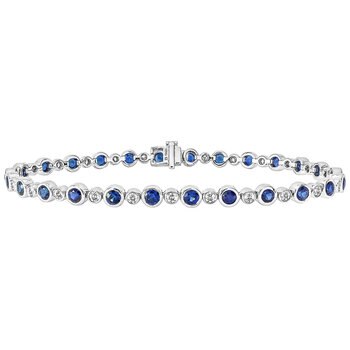 18KT White Gold 0.73ctw Diamond 3.22ctw Sapphire Bracelet
