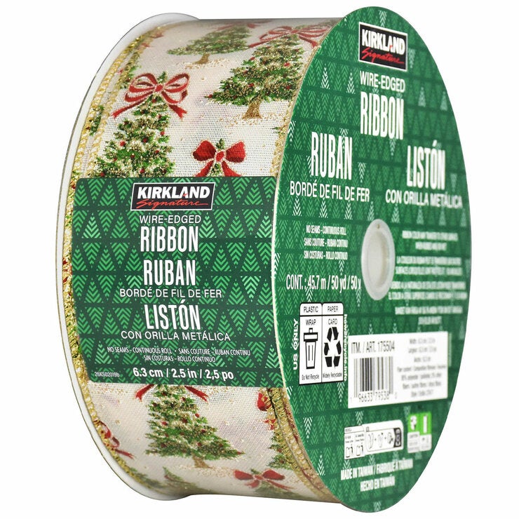 Kirkland Signature Wire Edged Holiday Ribbon 45.7m Kirkland Signature Wire Edged Holiday Ribbon 45.7m