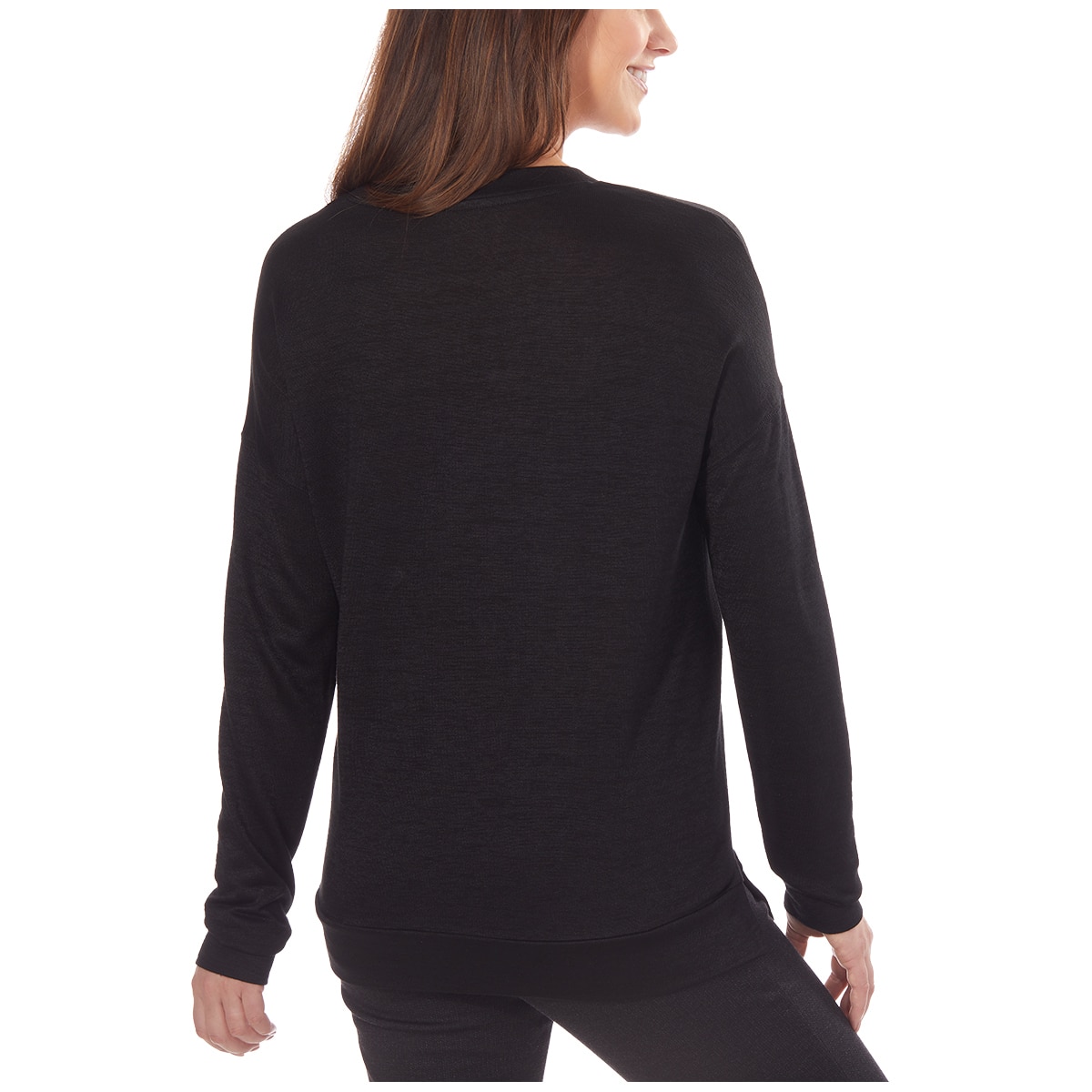 Kirkland Signature Womens LS Vneck Top - Black