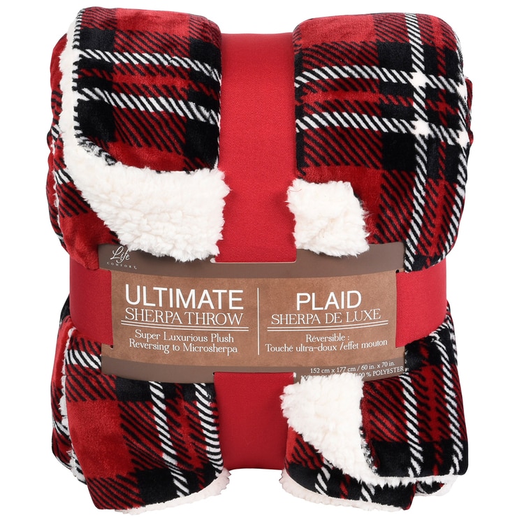 Life Comfort Ultimate Sherpa Throw Red Plaid Costco Australia
