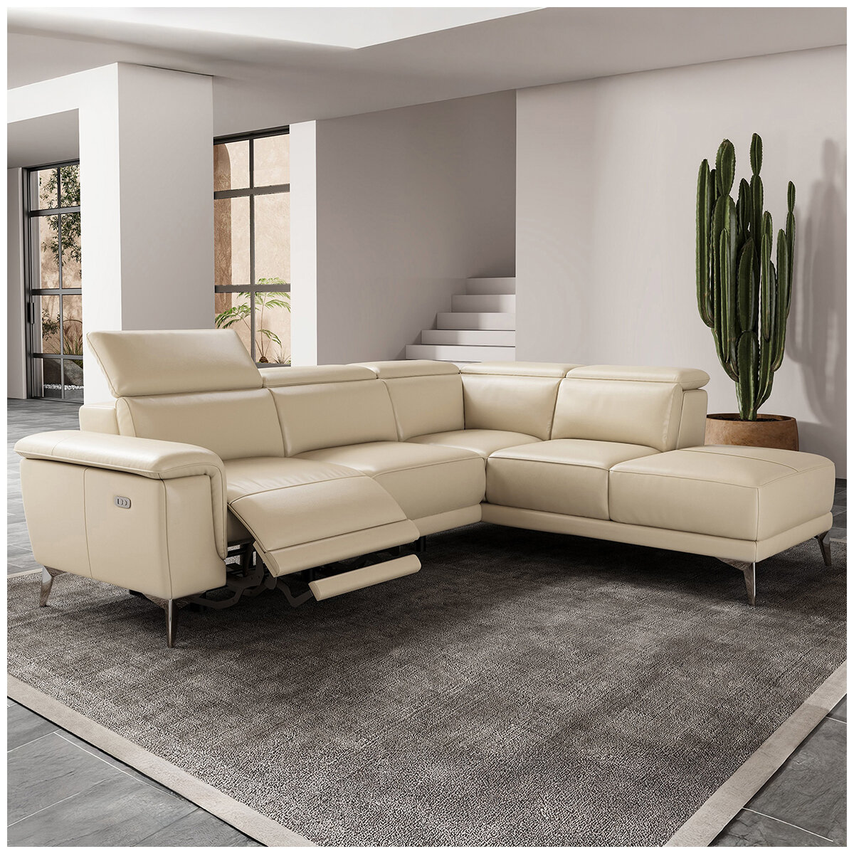 Valencia Pista Leather Reclining Sectional Lounge Right Chaise