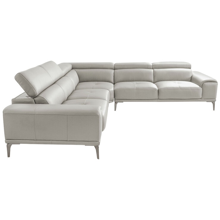 Abbyson Quinton Top Grain Leather Sectional with Adjustable Headrests Grey
