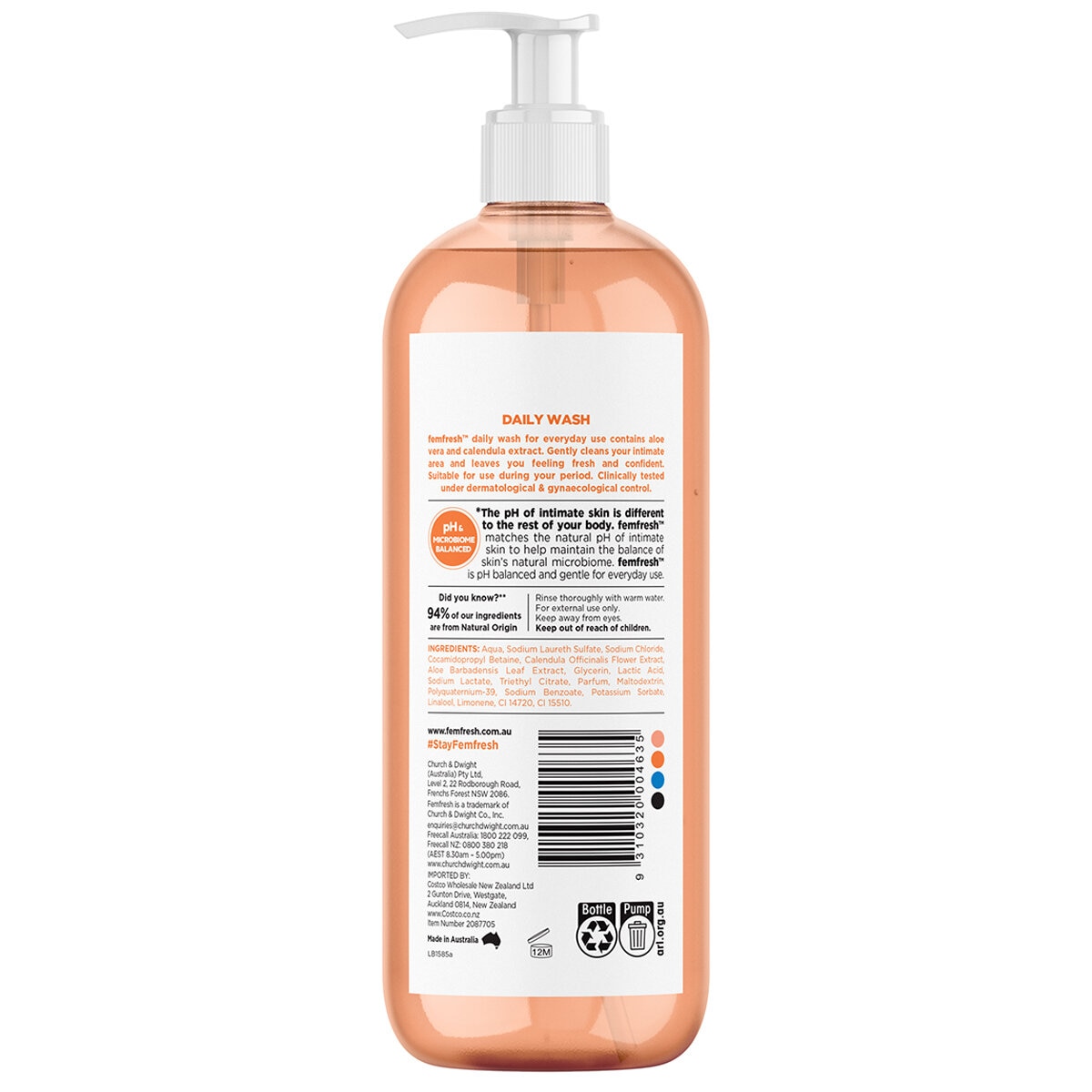 Femfresh Daily Soap-Free Intimate Wash With Aloe Vera And Calendula Extracts 1L Femfresh Daily Soap-Free Intimate Wash With Aloe Vera And Calendula Extracts 1L