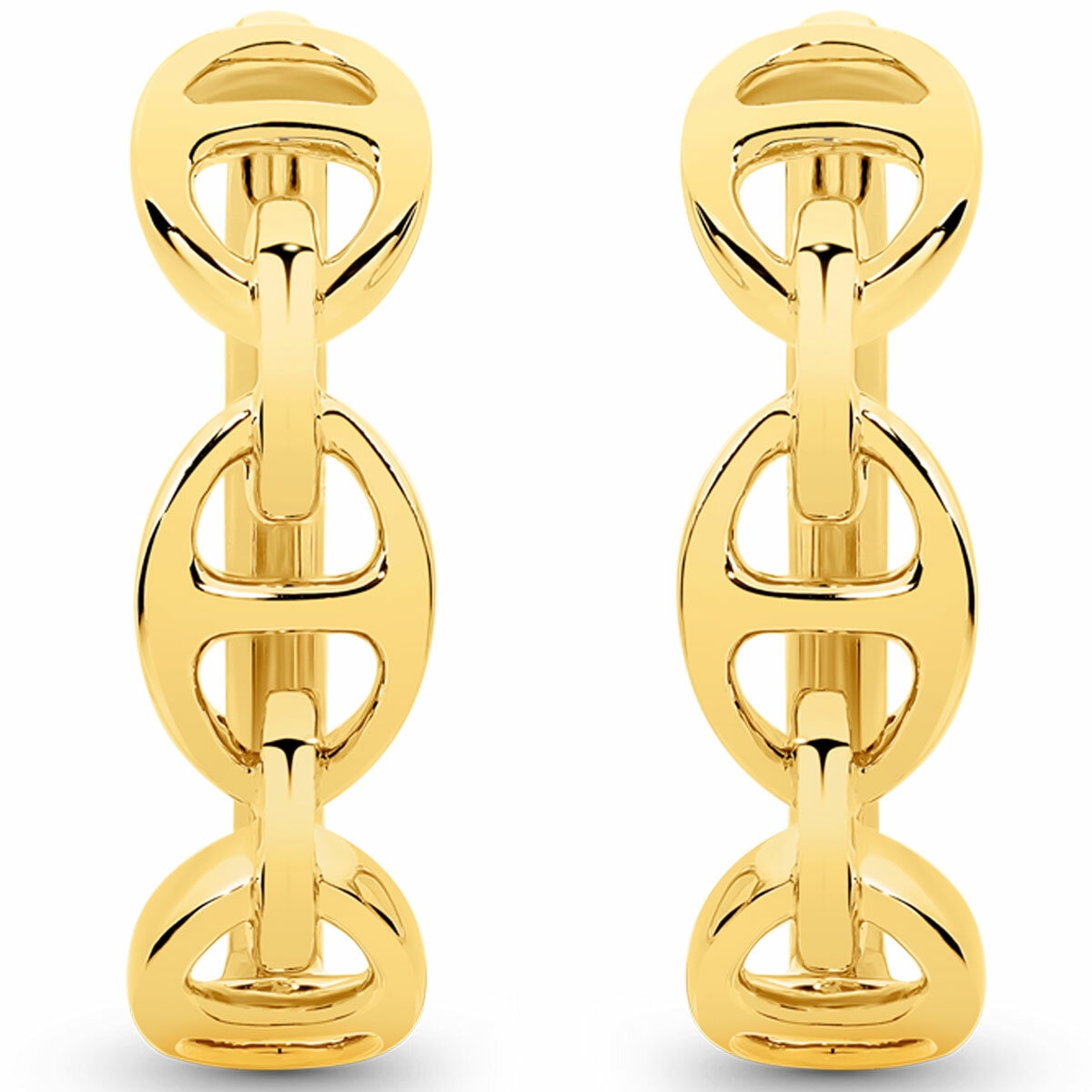 18KT Yellow Gold Mariner Link Hoop Earrings
