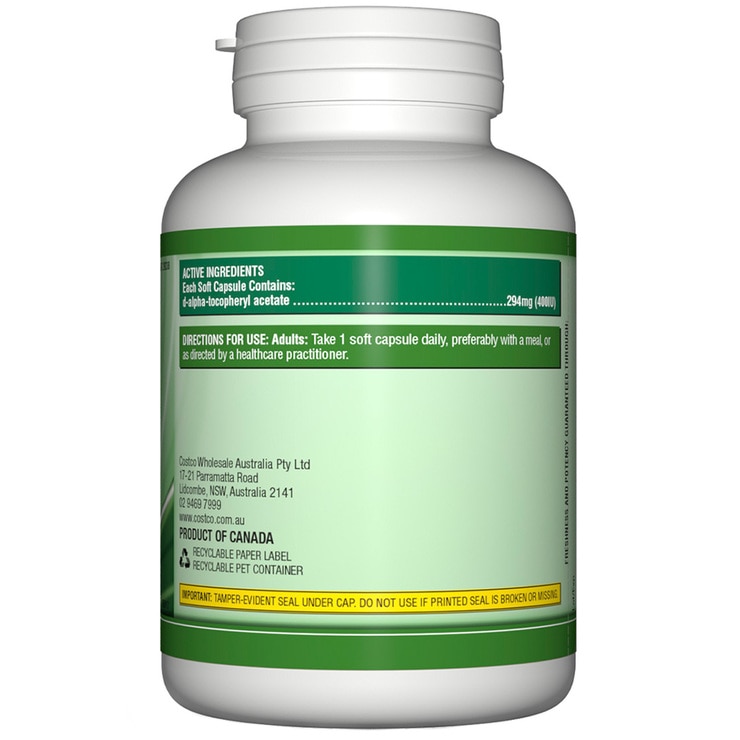 Kirkland Signature Natural Vitamin E 400 IU 200 Softgels Costco Australia