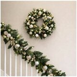 CGH 76.2cm Pre-Lit Decorated Holiday Wreath Metallic