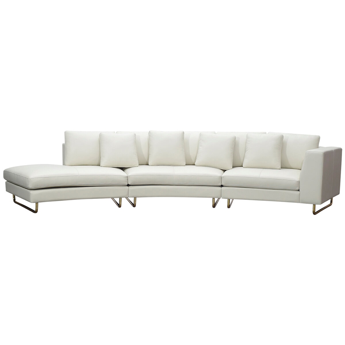 Moran Arcadia Extended Leather Chaise Sofa Meringue