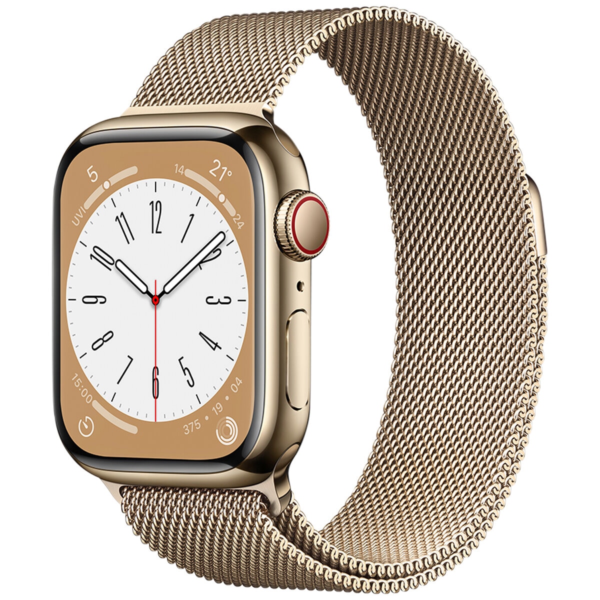 Apple Watch Series 8 GPS + Cellular 41mm Gold Stainless Steel Case with Gold Milanese Loop