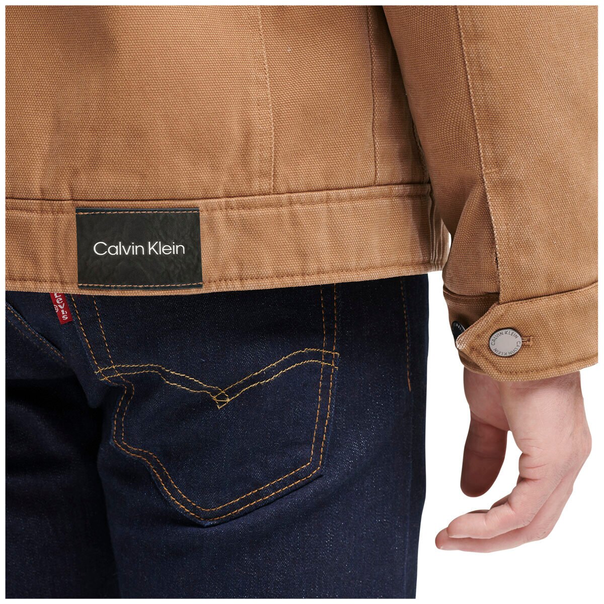 Calvin Klein Canvas Sherpa Jacket Brown