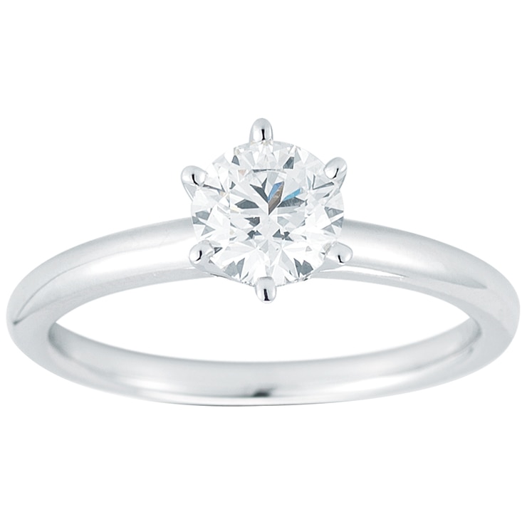 18KT White Gold Round Brilliant Cut 0.30CTW Diamond Solitaire Ring Costco Australia