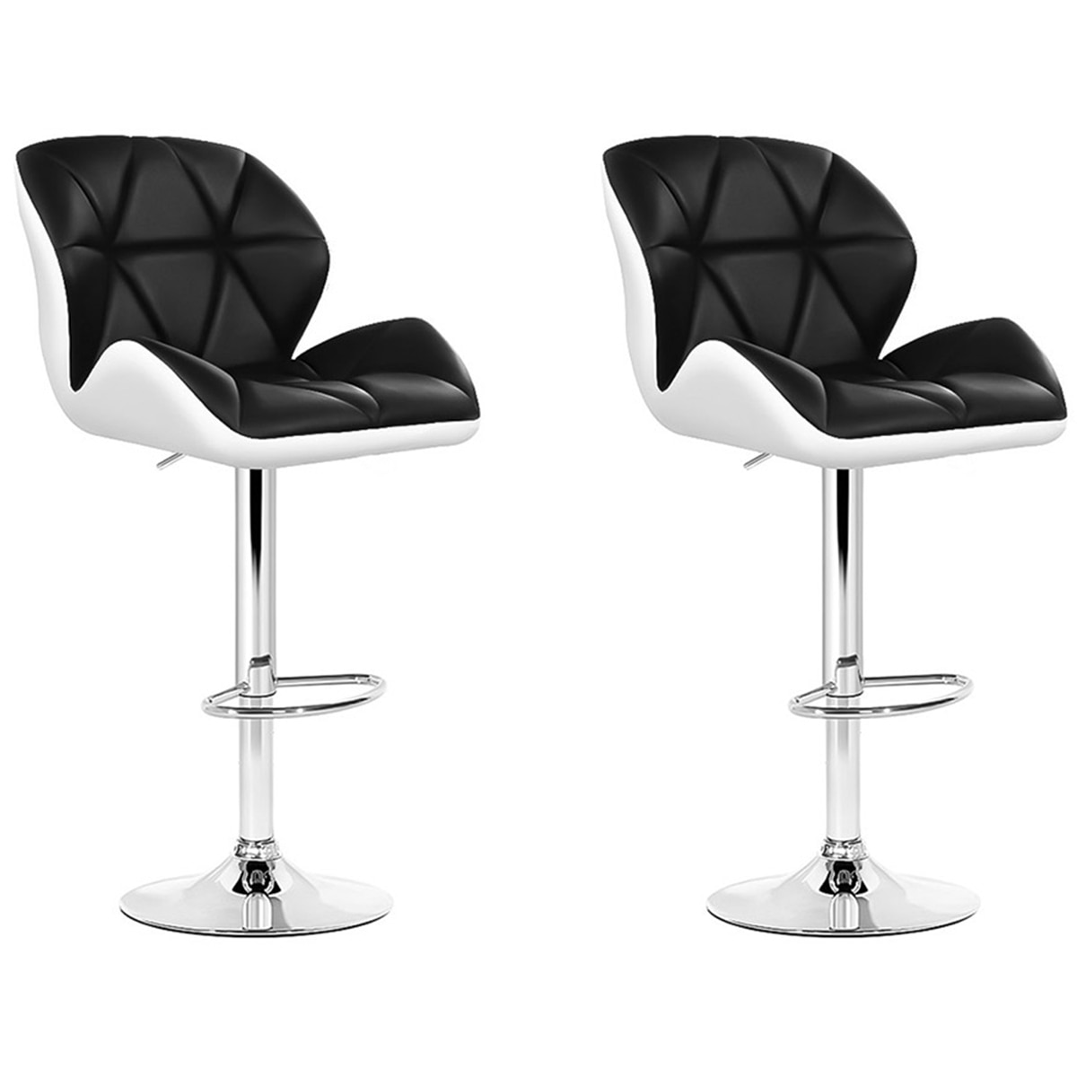 Artiss Black and White Gaslift Swivel Barstool 2 pack