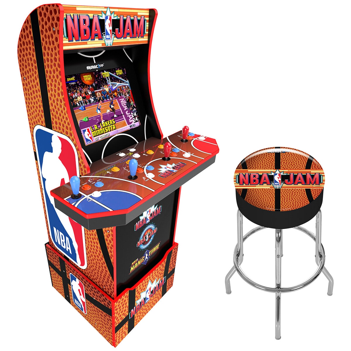 Arcade1Up 4-Player NBA Jam Arcade with Stool & Bundle