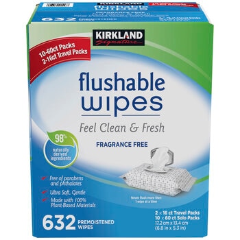 Kirkland Signature Flushable Wipes 2 x 632 Pack