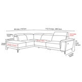 Valencia Pista Leather Reclining Sectional Lounge Left Chaise Grey