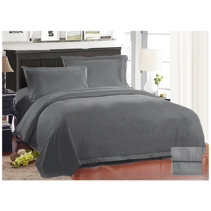 Kingtex American Pima 1000TC Quilt Cover Set Queen - Charcoal Kingtex American Pima 1000TC Quilt Cover Set Queen - Charcoal
