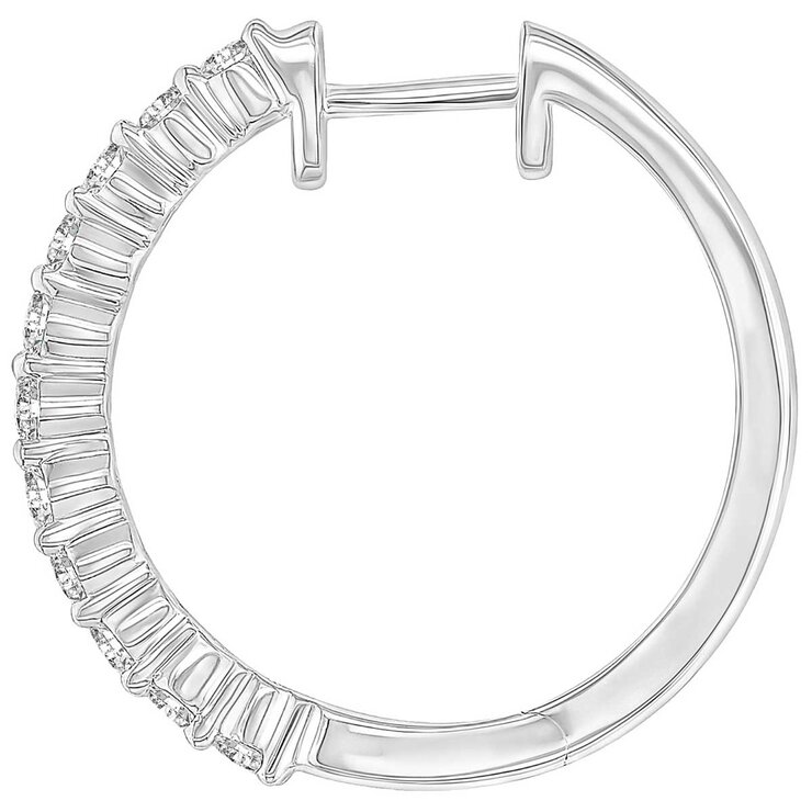 18KT White Gold 1.00ctw Diamond Hoop Earrings