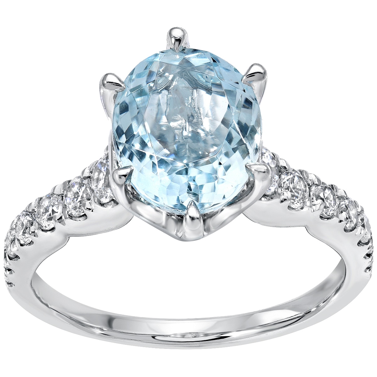 0.48ctw Diamond with Oval Aquamarine Ring