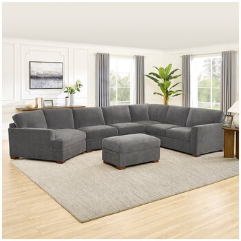 Thomasville Fabric Sectional With Storage Seats And Ottoman