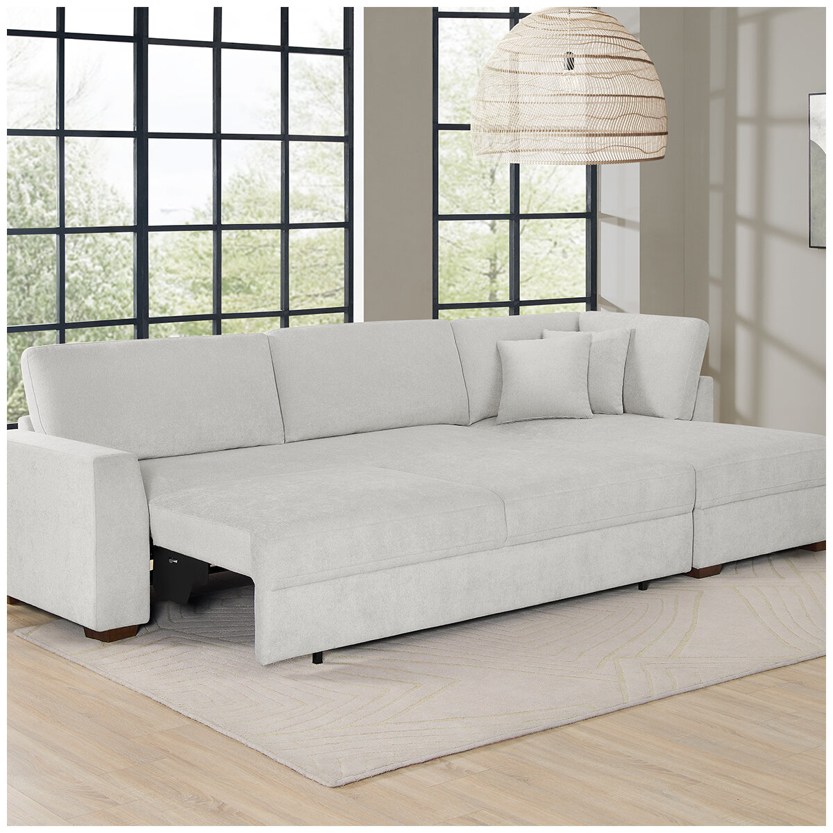 Thomasville 2 Piece Fabric Convertible Sectional With Chaise
