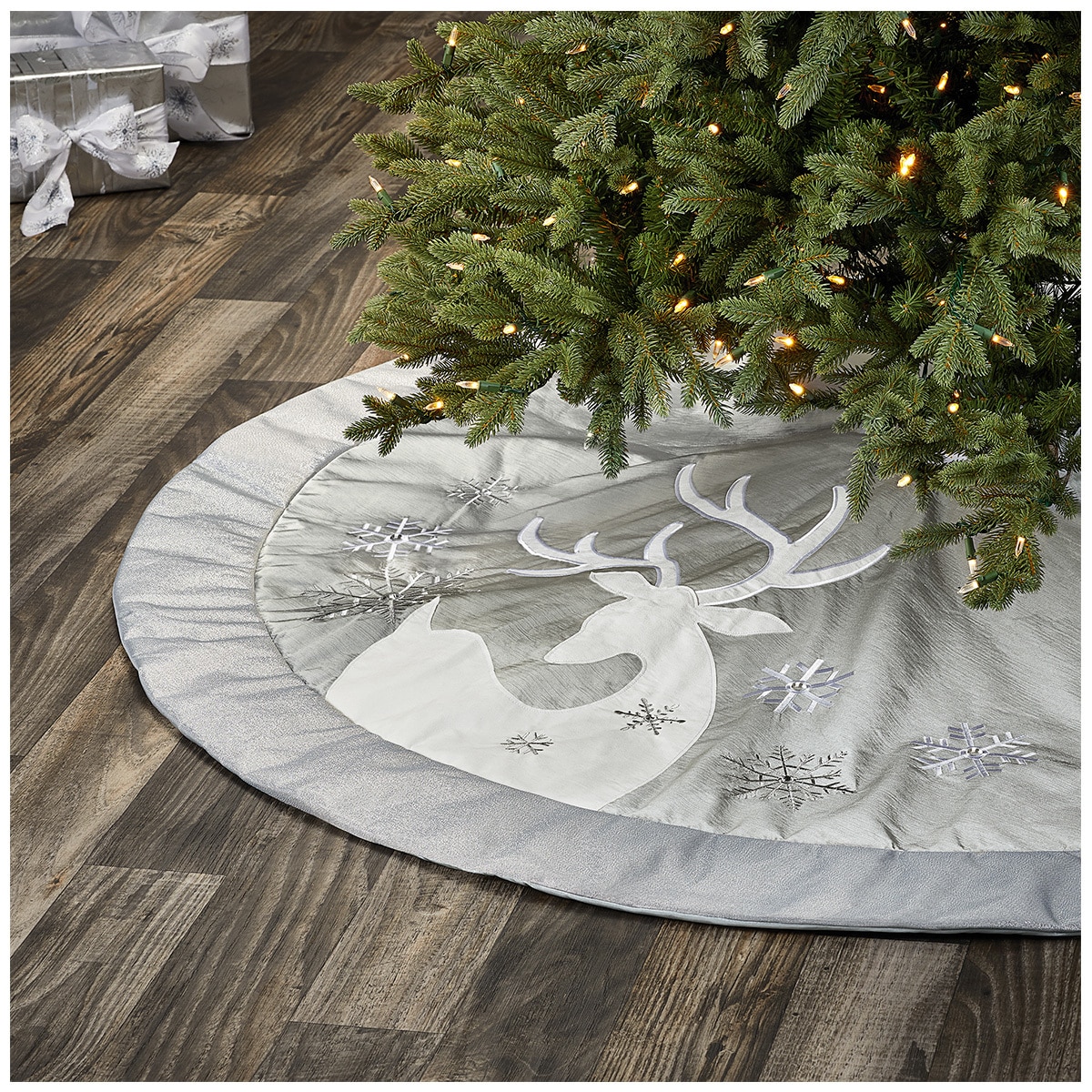 74 inch Tree Skirt - Silver Deer