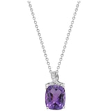 0.08ctw Diamond with 6.43ctw Cushion Purple Sapphire Pendant