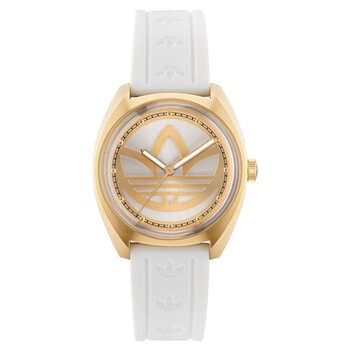 Adidas Originals Edition One Gold Tone White Strap Watch AOFH23012