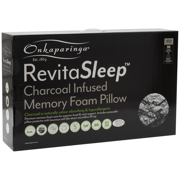 Onkaparinga Revitasleep Charcoal Infused Memory Foam Pillow