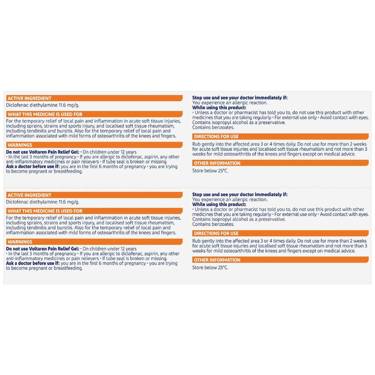Voltaren Pain Relief Gel 2 x 150g