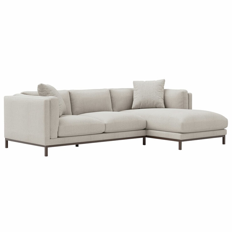 Valencia Bergen Fabric Sectional Lounge Right Chaise Beige