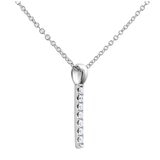 18KT White Gold 0.22ctw Round Diamond Set Bar Pendant