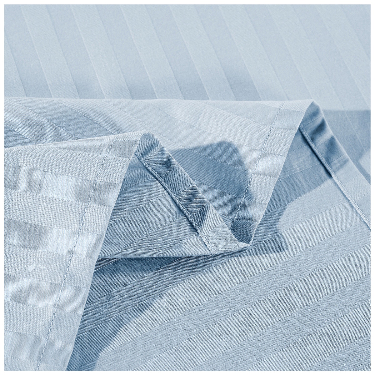 Bdirect Kensington 1200TC Cotton Sheet Set in Stripe - Double Chambray Blue