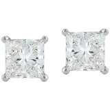 2.00CTW Princess Cut Diamond Stud Earrings